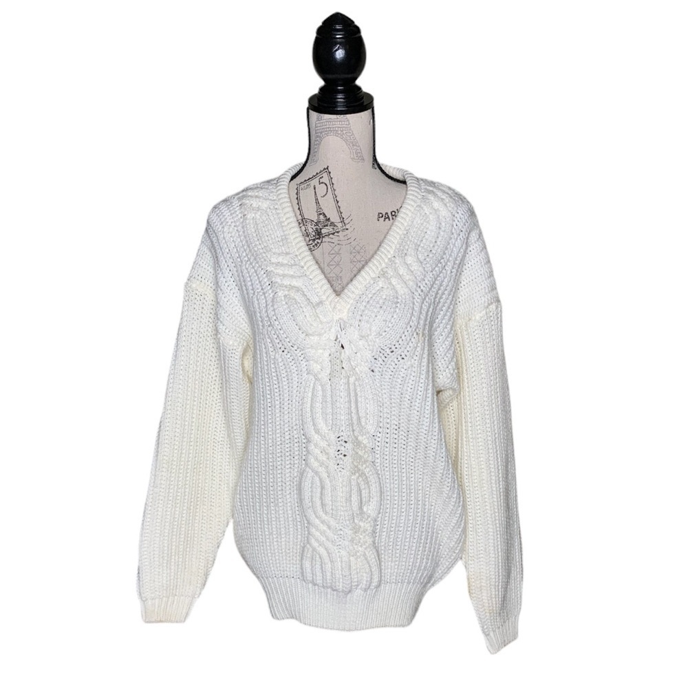 Vintage S oversized‎ cable knit fisherman sweater